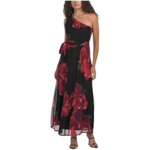 NICOLE MILLER NEW YORK One Shoulder Fit And Flare Dress With Self Sash